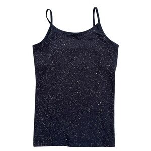 So Girls 12 Cutest Cami Tank Top Fitted Camisole Black Sparkle Adjustable Straps